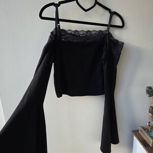 Dolls Kill Black Lace Long Sleeve Top